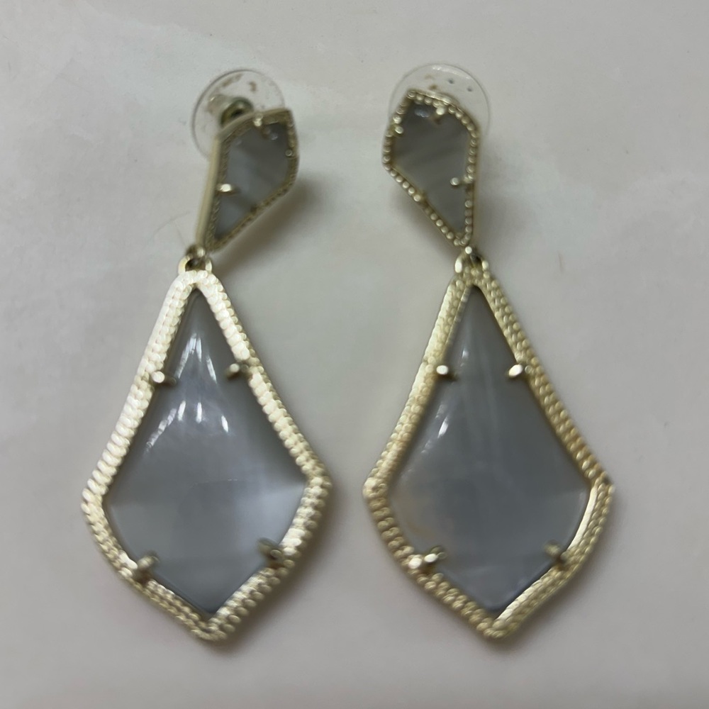 Kendra Scott Gray Stone Gold-Trim Drop Earrings